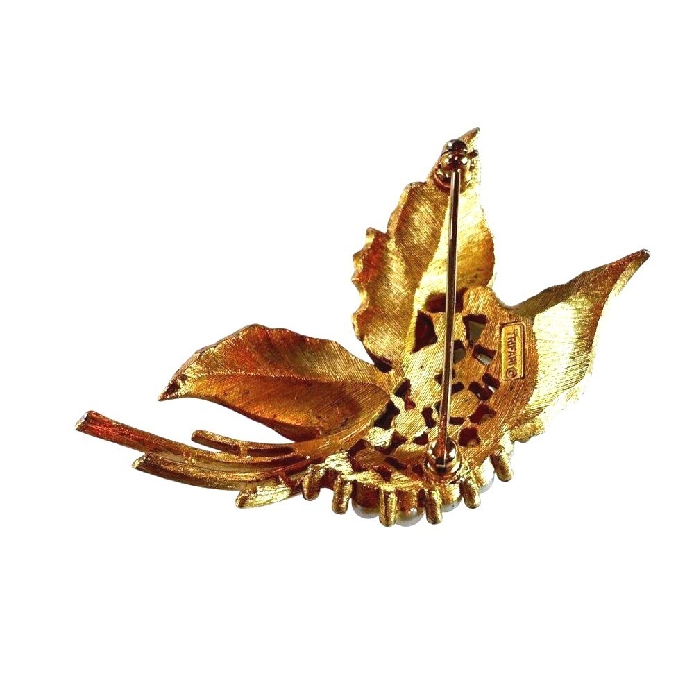 VTG Crown Trifari A Philippe Large Brooch Gold Tone Rhinestones 1960s 2.5" *Read - Picture 2 of 4